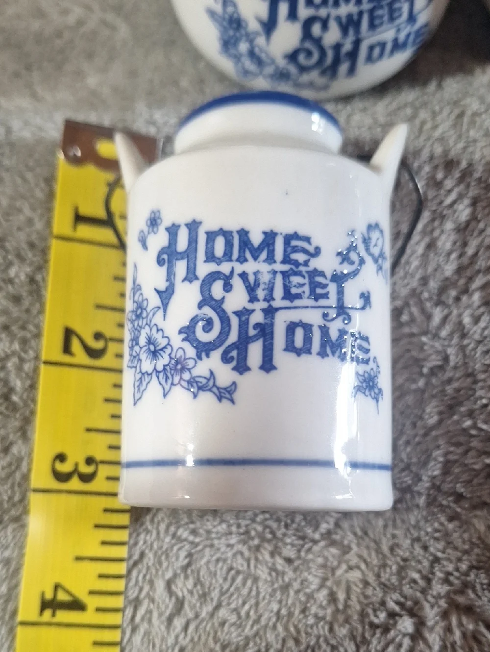 Vintage Blue & White 'Home Sweet Home' Ceramic Tea Set - Picture 2 of 10